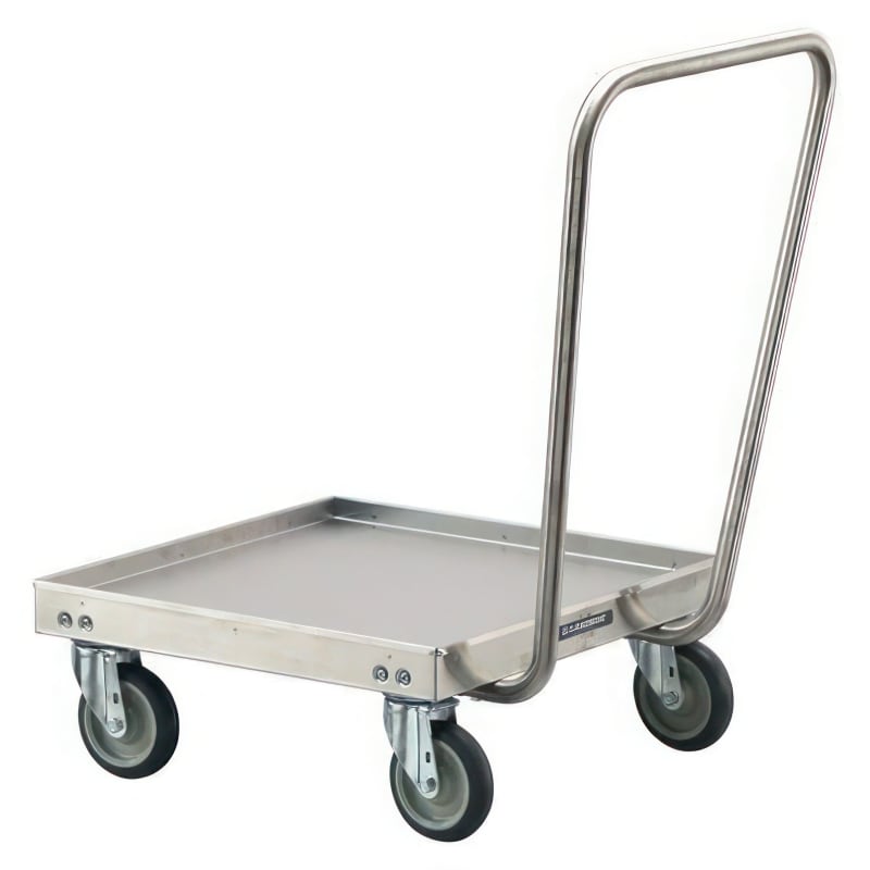 Lakeside Manufacturing 452 Mobile Cup and Glass Rack Dolly, Stainless Steel, Tubular Handle, (1) 20 3/4 x 20 3/4-in. Platform, 400-Lb. Capacity