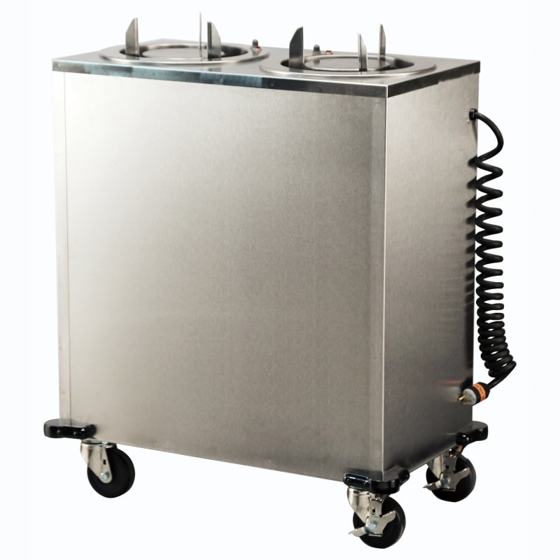 Lakeside Manufacturing 937 Mobile Plate Dispenser, Heated, Adjust-a-Fit, Two Stack for 8-3/4 to 12 Inch Plates