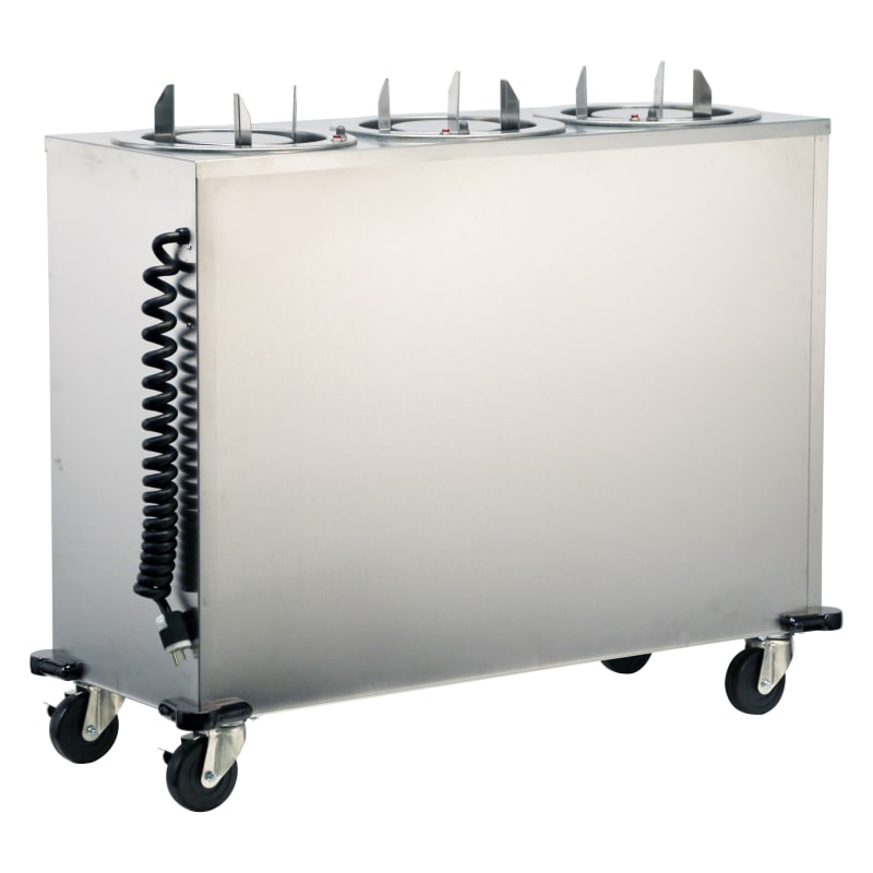 Lakeside Manufacturing 975 Mobile Plate Dispenser, Heated, Adjust-a-Fit, Three Stack for 8-3/4 to 12 Inch Plates