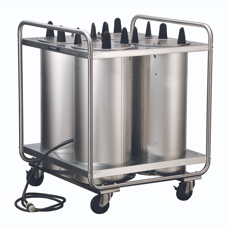Lakeside Manufacturing 8408 Mobile Plate Dispenser, Heated, Tubular Frame, Four Stack, for 7-3/8 to 8-1/8 Inch Plates