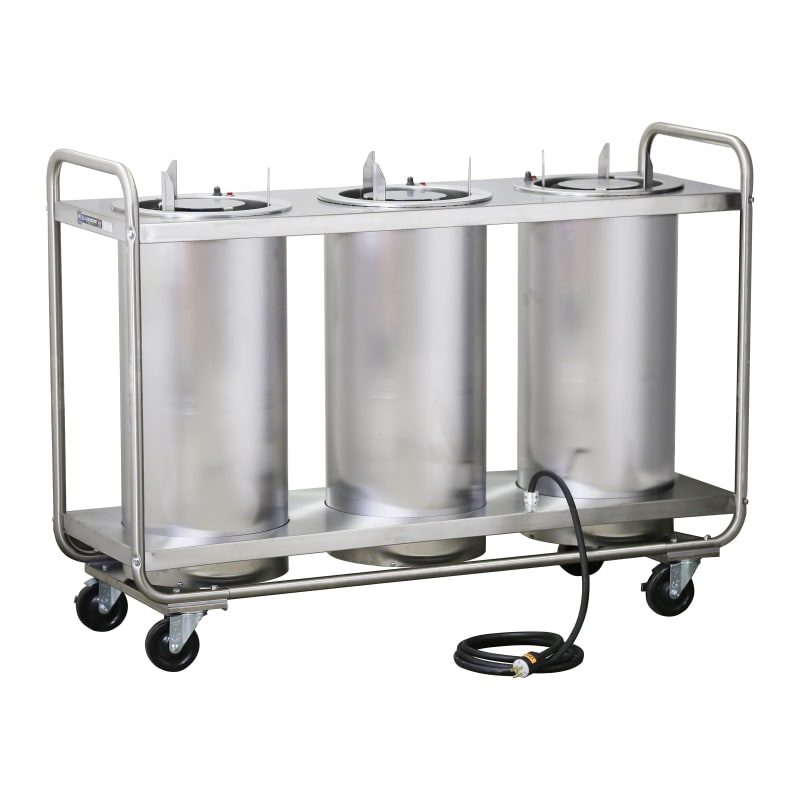Lakeside Manufacturing 788 Mobile Plate Dispenser, Heated, Adjust-a-Fit Tubular Frame, Three Stack for 8-3/4 to 12 Inch Plates
