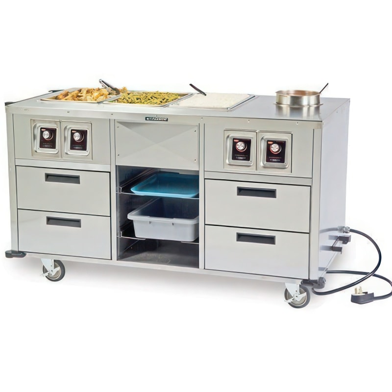 Lakeside Manufacturing 6750 Serve-All Mobile Food Station, (3) 12 x 20-in. Heated Wells