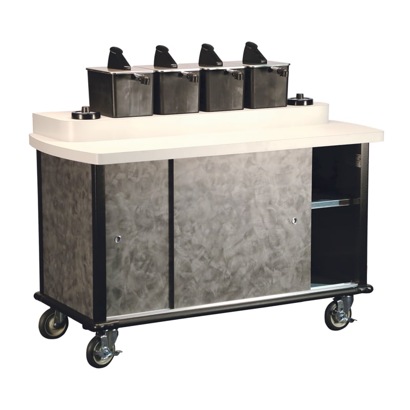Lakeside Manufacturing 70410B Condi Mobile Express Cart, 31-in Counter Height with (4) Pump Dispensers, (2) Cup Dispensers, Black Laminate Finish