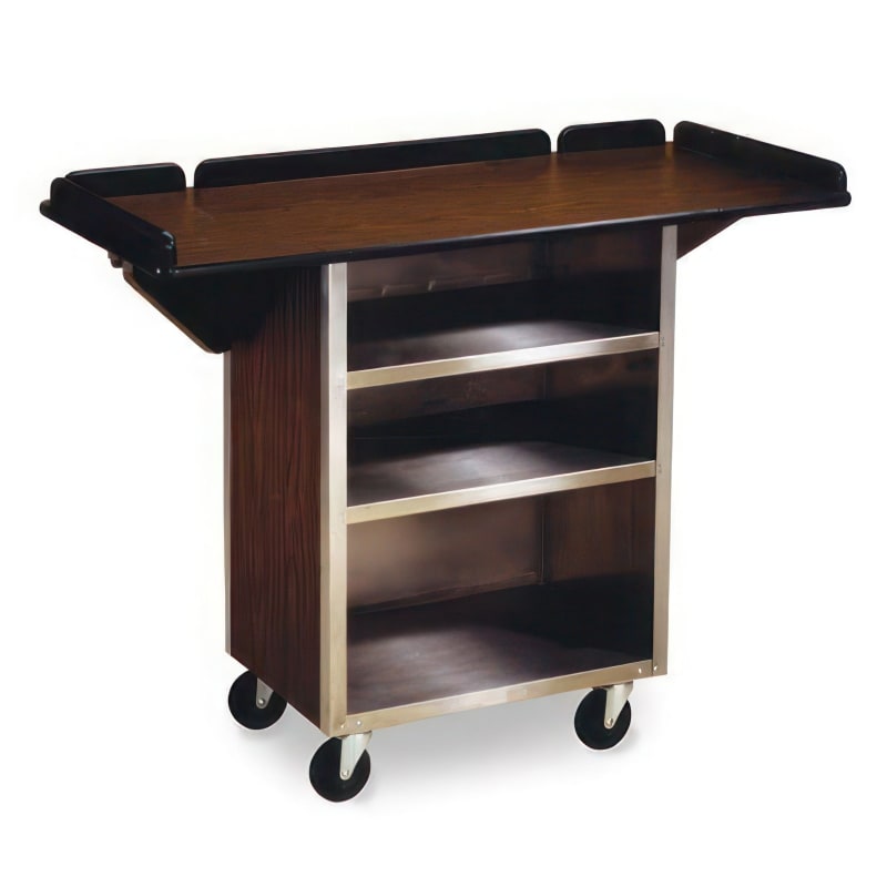 Lakeside Manufacturing 672HRM Beverage Service Cart, Enclosed, Drop Leaves, 3 Shelf: 15-1/2" x 24", Hard Rock Maple Laminate Finish
