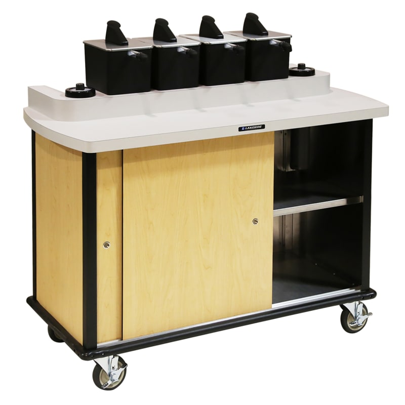 Lakeside Manufacturing 70510B Condi Mobile Express Cart, 36 1/2-in Counter Height with (4) Pump Dispensers, (2) Cup Dispensers, Black Laminate Finish