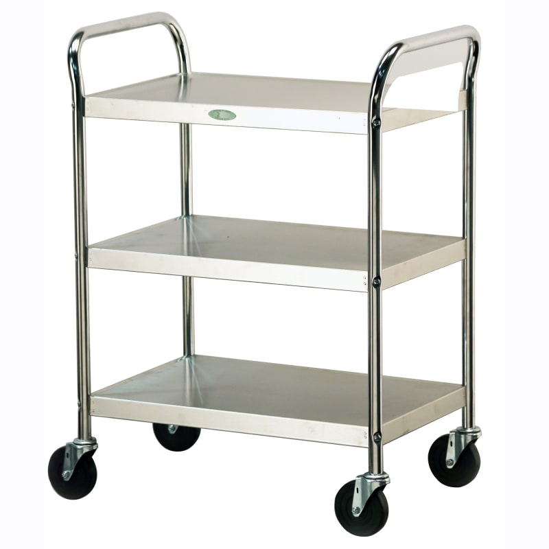 Lakeside Manufacturing 479 Tubular Utility Cart Chrome Plated Frame, 3 Shelf: 15-1/2" x 24", Ships Knocked Down, 500-Lb. Capacity