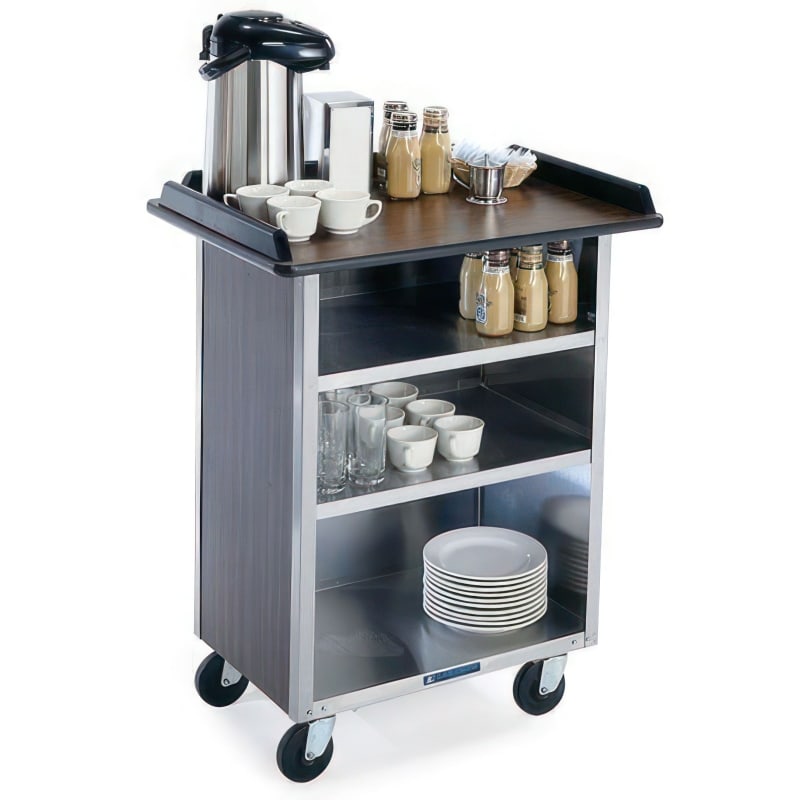 Lakeside Manufacturing 636HRM Beverage Service Cart, Enclosed with Laminate Finish, 3 Shelf: 15-1/2" x 24", Hard Rock Maple Laminate Finish