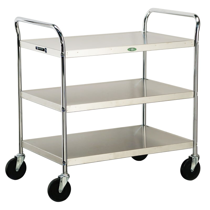 Lakeside Manufacturing 489 Tubular Utility Cart Chrome Plated Frame, 3 Shelf: 18" x 27", Ships Knocked Down, 500-Lb. Capacity