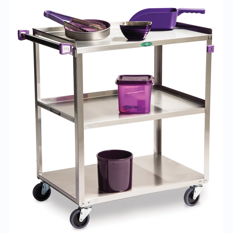 Lakeside Manufacturing 422A Stainless Steel Utility Cart, Allergen Awareness, 3 Shelf: 18" x 27", 500-Lb. Capacity