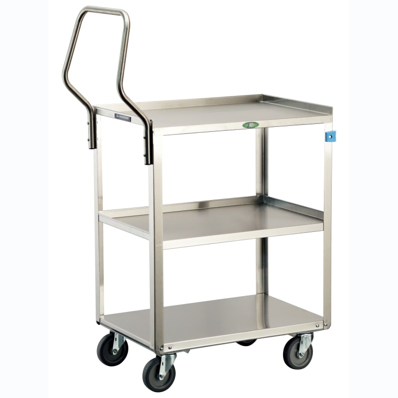 Lakeside Manufacturing 4411 Handler Series Utility Cart with Ergonomic Handle, 3 Shelf: 15-1/2" x 24", 500-Lb. Capacity