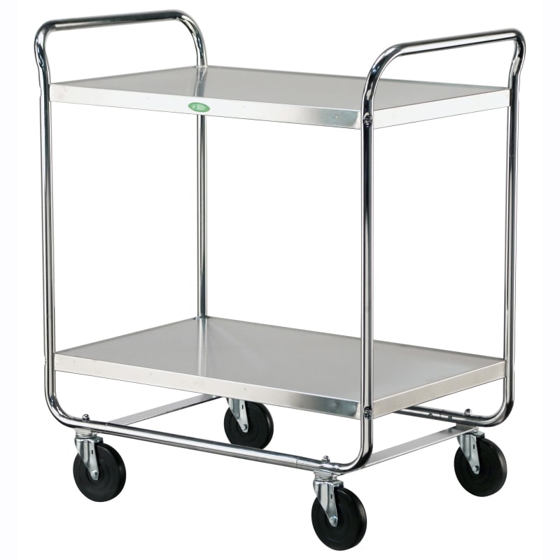 Lakeside Manufacturing 492 Tubular Utility Cart Chrome Plated Frame, 2 Shelf: 21" x 33", 500-Lb. Capacity