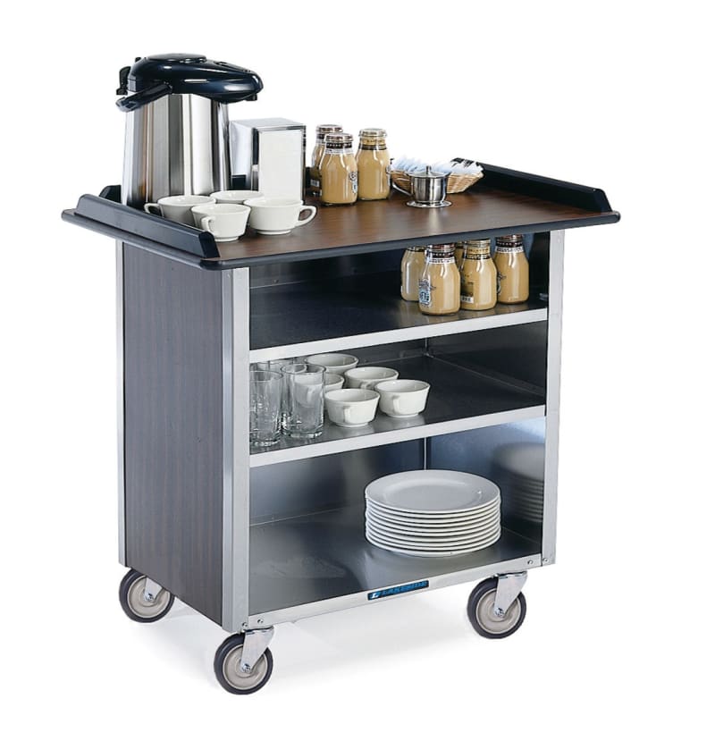 Lakeside Manufacturing 678HRM Beverage Service Cart, Enclosed, 3 Shelf: 21" x 35", Hard Rock Maple Laminate Finish