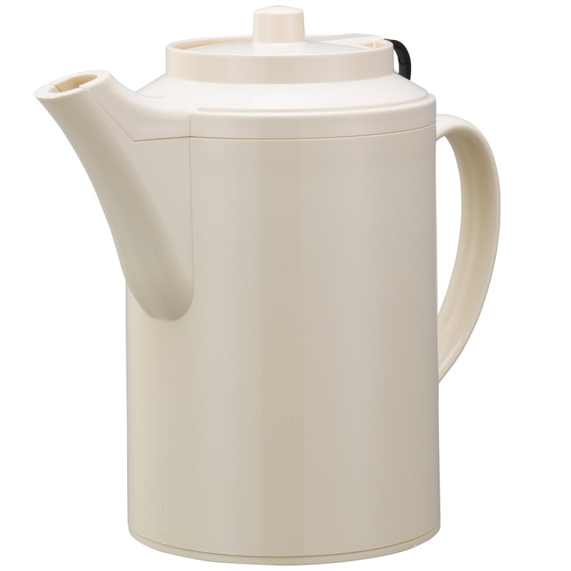 Service Ideas TST612AL Double Wall Teapot Tethered, Plastic Teapot, Double Wall, 16 Ounce, Almond