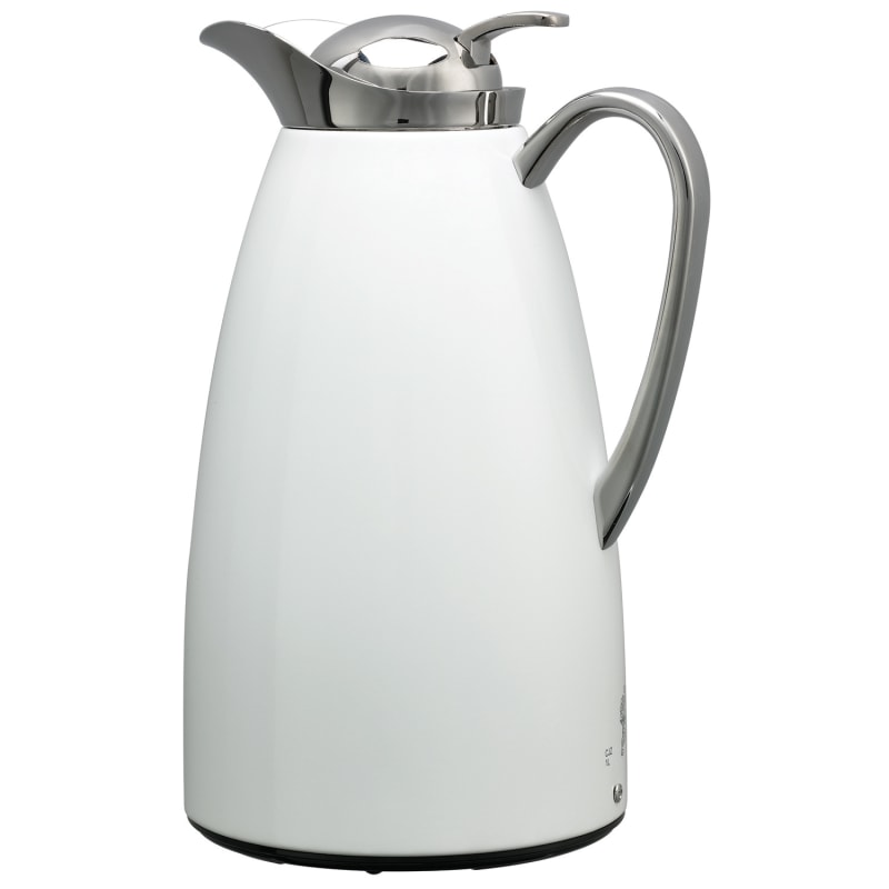 Service Ideas CJZS1WHT Classy Carafe, Vacuum Insulated Carafe, Stainless Vacuum, 1 Liter, White