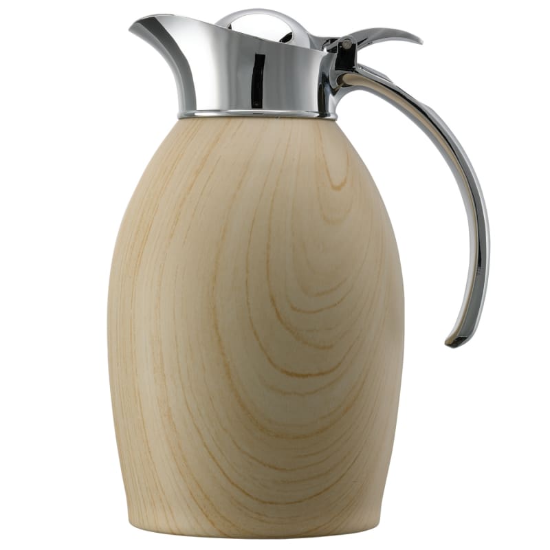 Service Ideas NIC10BSLW Nicollet Series, Vacuum Insulated Carafe, Stainless Vacuum, 1 Liter, Light Wood