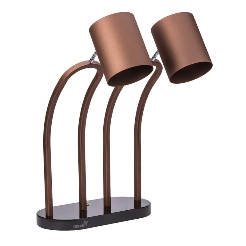 Rosseto HL026 Double Bronze Heat Lamp Black Iron Base Plain Shade