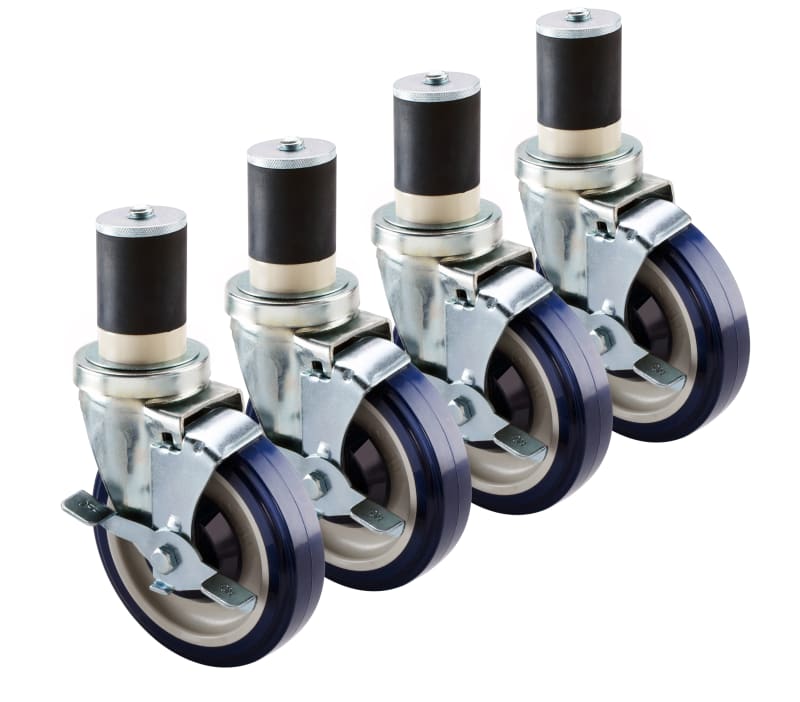 Krowne 30-125S Economy Series 6" Overall 1-1/2" Stem Worktable Caster with Side Brake, 5" Wheel, Set of 4