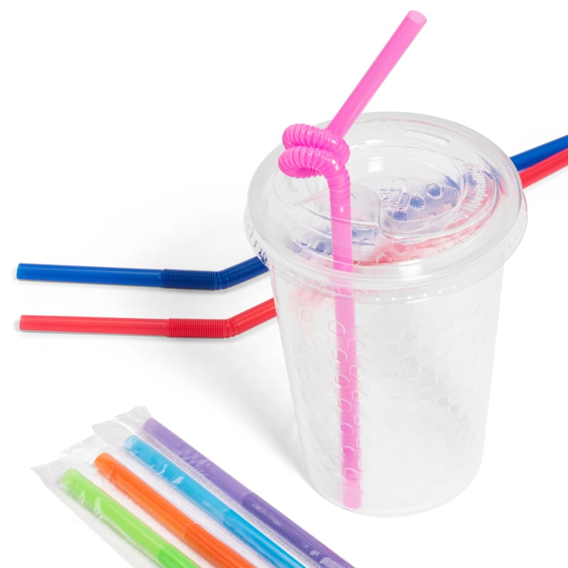 Family Hospitality Group 599(1000) 8" Bendy Straws, Assorted Colors