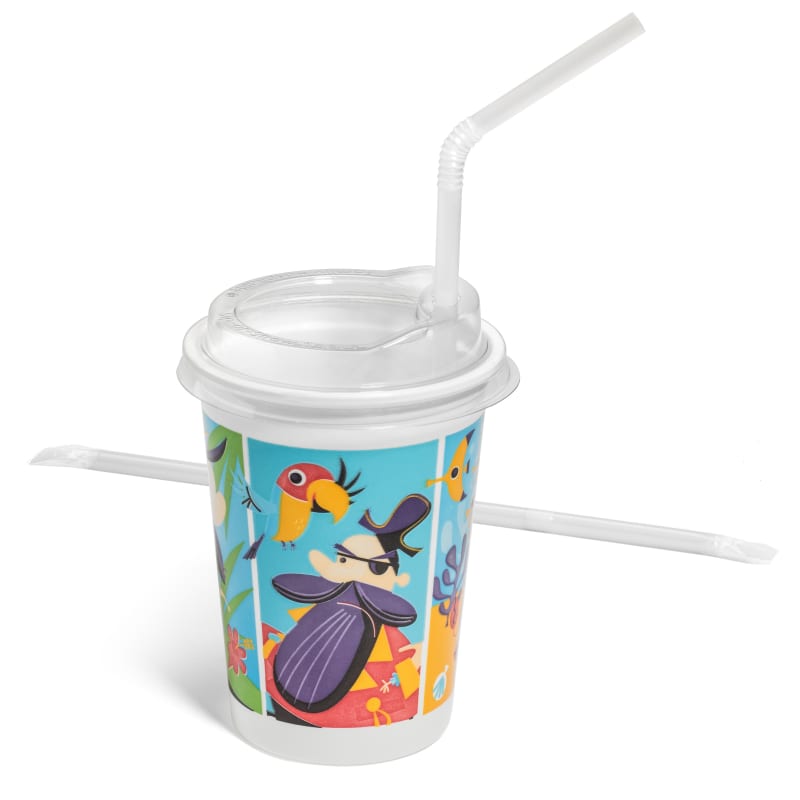 Family Hospitality Group 500V-5ADV Kids' 12 oz. Cup Kits "Adventure" Theme Clear Plastic, 500 Sets