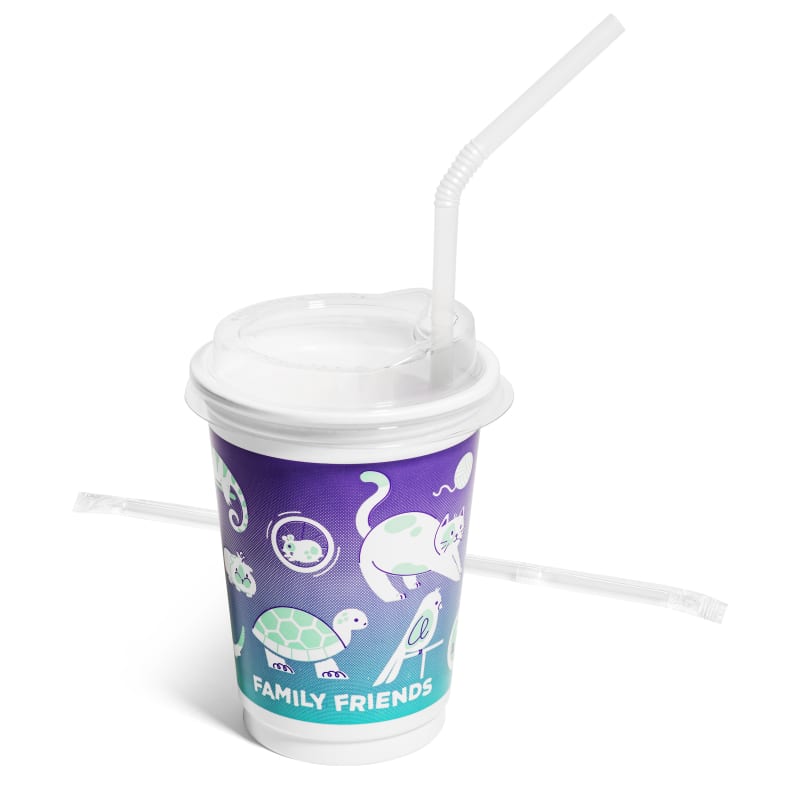 Family Hospitality Group 500V-FAM Kids' Value-Line 12 oz. Cup Kits"Family Pets" Theme White Plastic, 250 Sets