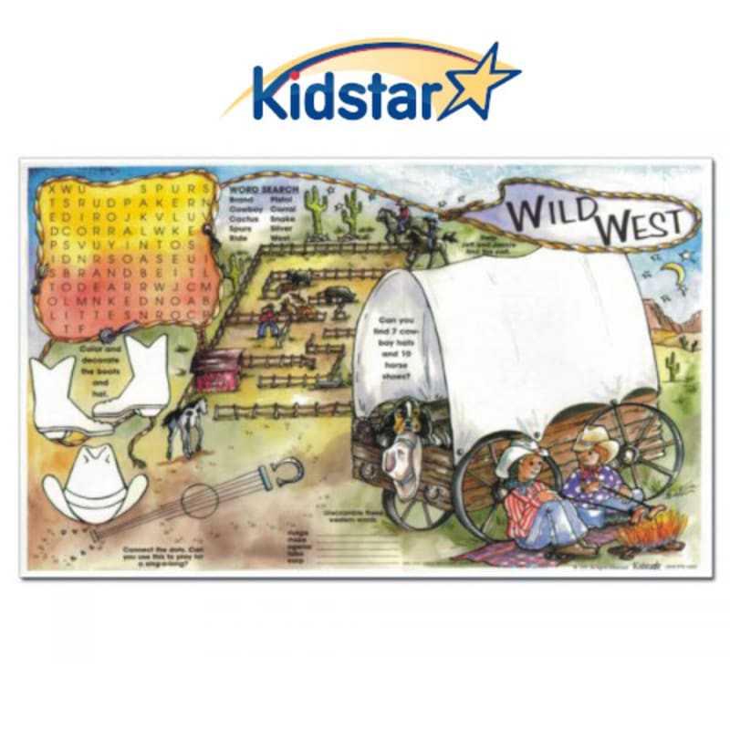 Family Hospitality Group 317-WLW(500) Kids' 11 x 17" Placemats - Wild West