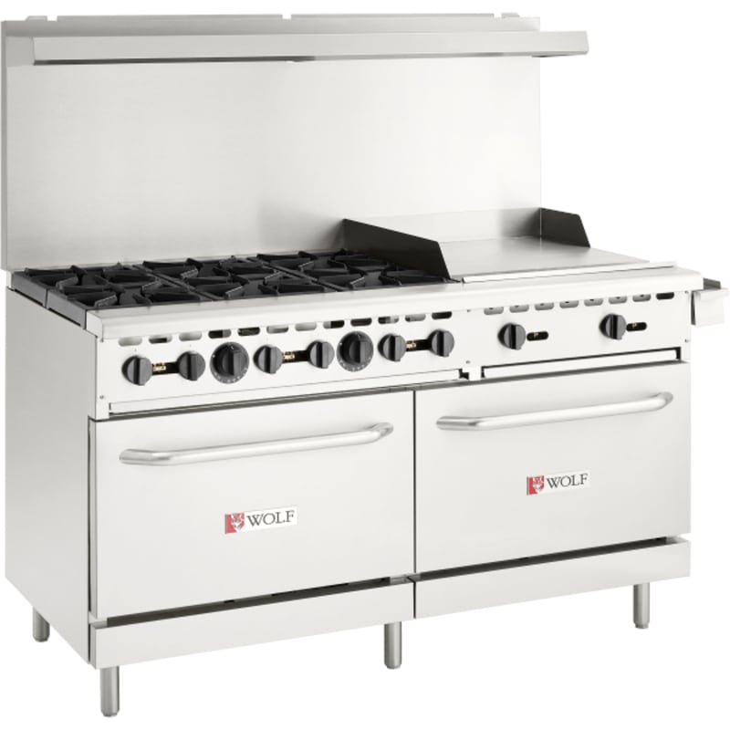 Wolf WX60F-6B24GN WX Series 60" 6-Burner Natural Gas Range with 2 Standard Ovens and 24" Griddle On Right