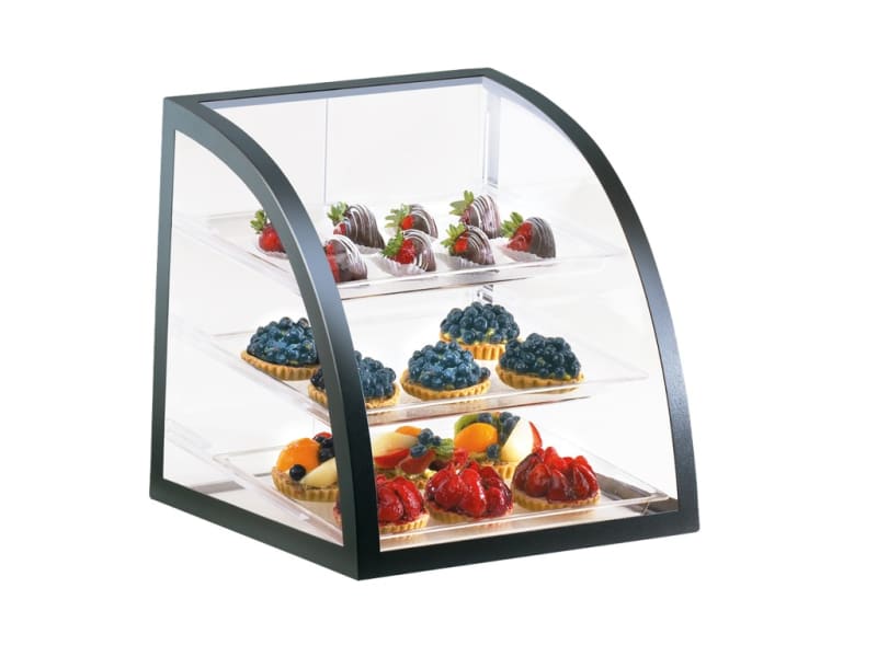 Cal-Mil 22710-13 Euro Mtlcase 3Tray Curved Blk