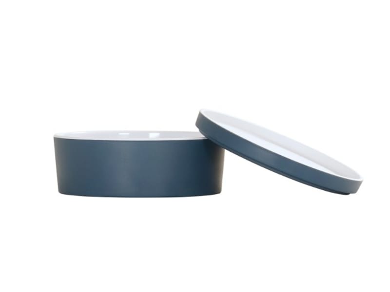 Cal-Mil 24128-7-111 7" Round Bento Box-Stone Blue 3/Case