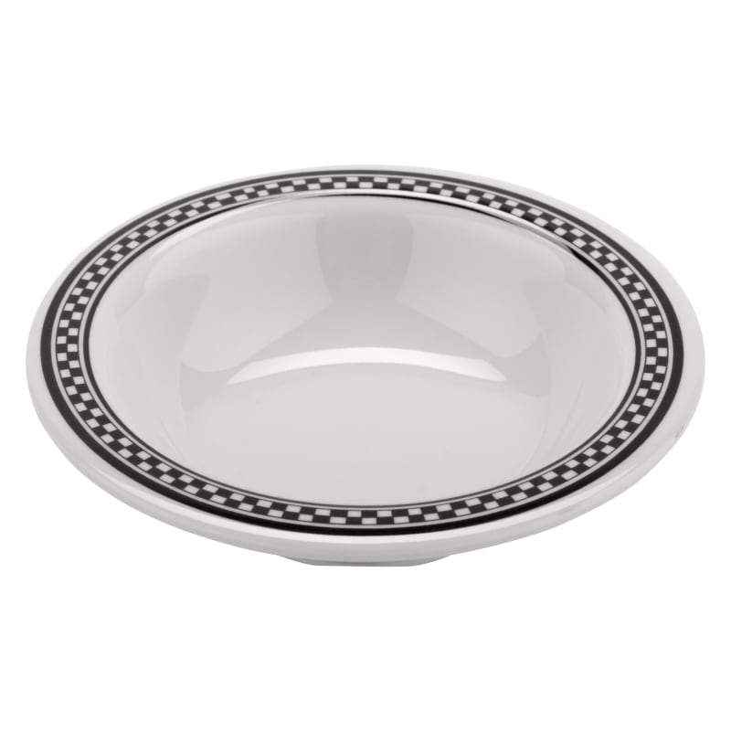 G.E.T. Enterprises B-454-X Diamond Chexers 4-1/2 oz. Round White/Checkerboard Melamine Bowl