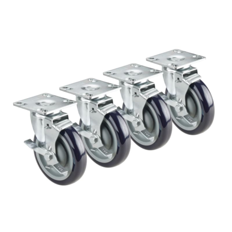 Krowne 28-116S 3" Plate Caster Set, All w/ Brake