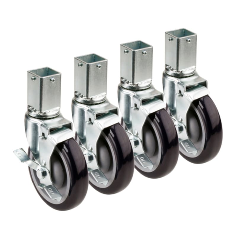 Krowne 28-174S 5" Square-Stem Caster Set w/ Brake, 1-1/4" Stem