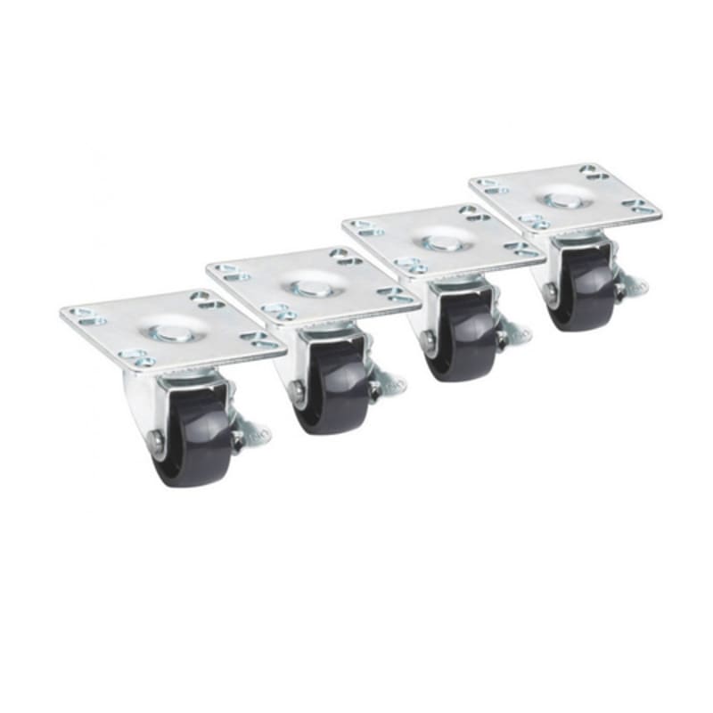 Krowne BC-132 2" Plate Caster Set, All w/ Brake, Low-Profile