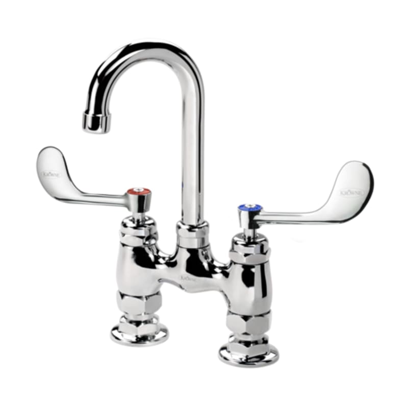 Krowne 15-425L-W-E2 Royal Series Raised Deck Mount Faucet w/ 3.5" Gooseneck Spout, 4" Centers