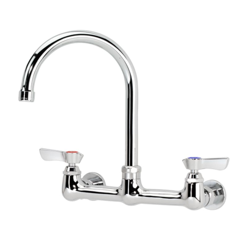 Krowne 12-801L Silver Series Wall Mount Faucet w/ 6" Gooseneck Spout, 8" Centers
