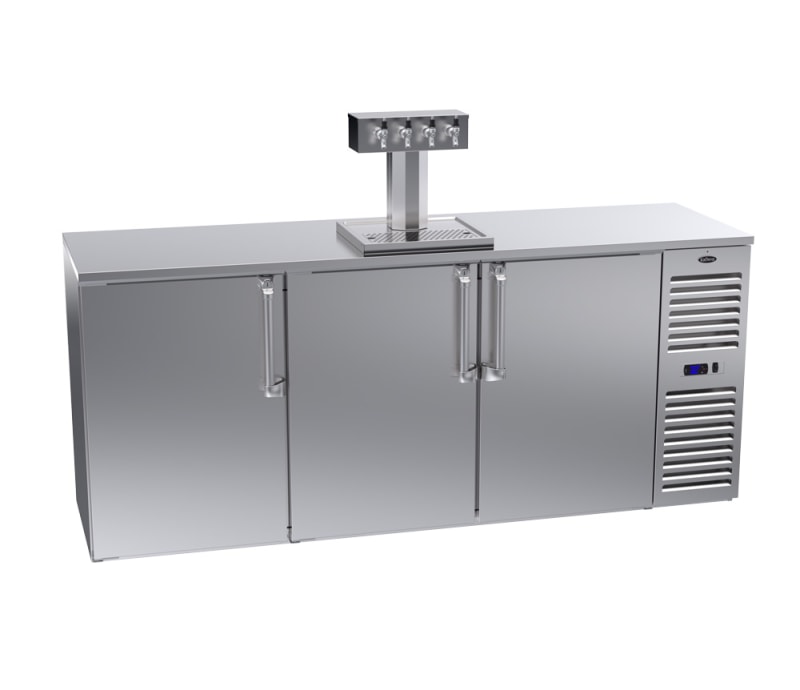Krowne DB84R-SSS 84" Stainless Steel 3-Door Draft Beer Dispenser with 1 Tower and 4 Taps