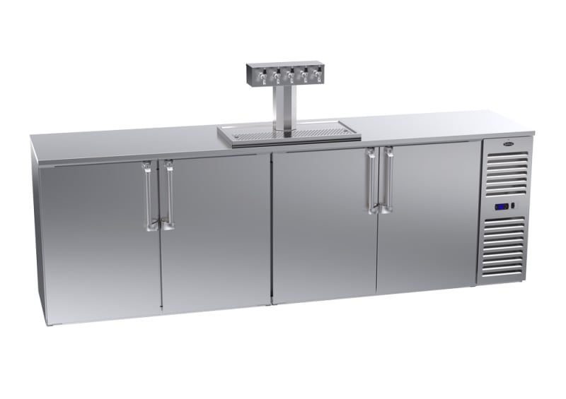 Krowne DB108R-SSS 108 Stainless Steel 4-Door Draft Beer Dispenser with 1 Tower and 5 Taps
