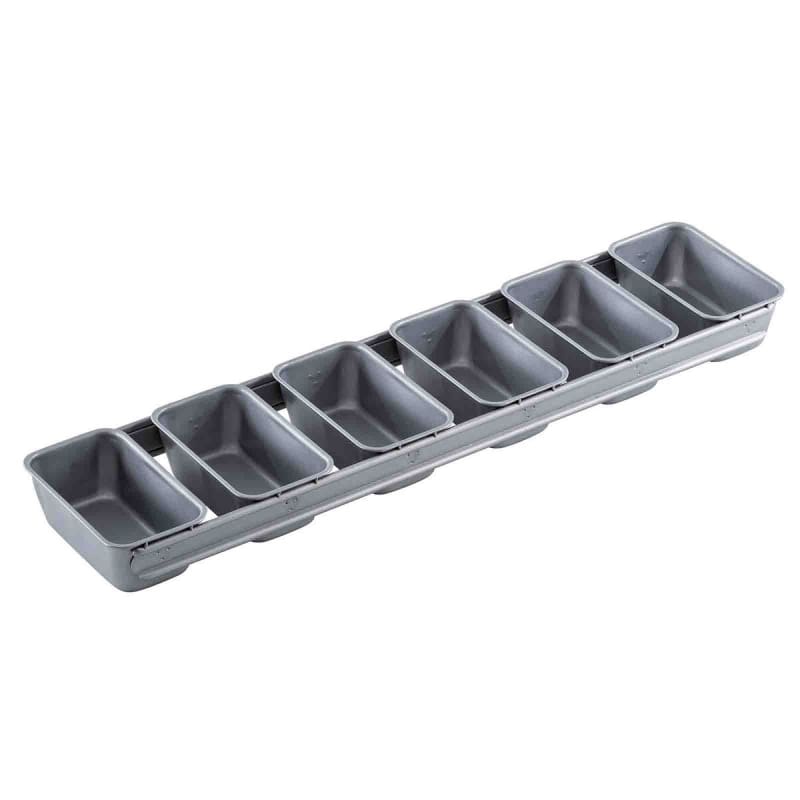 Tablecraft 12490 6-Loaf Non-Stick Strapped Bread Pan, 25-3/4" x 6", Aluminized Steel