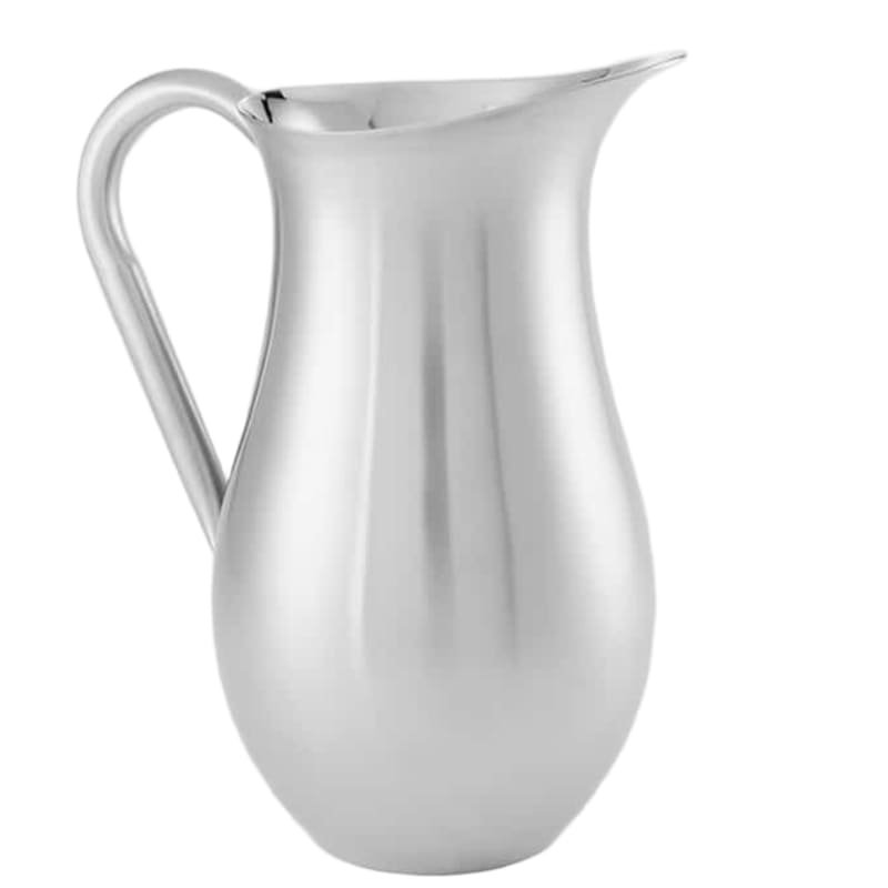 American Metalcraft BWP84 84 oz. Silver Bell Pitcher, Satin Finish, w/ Ice Guard