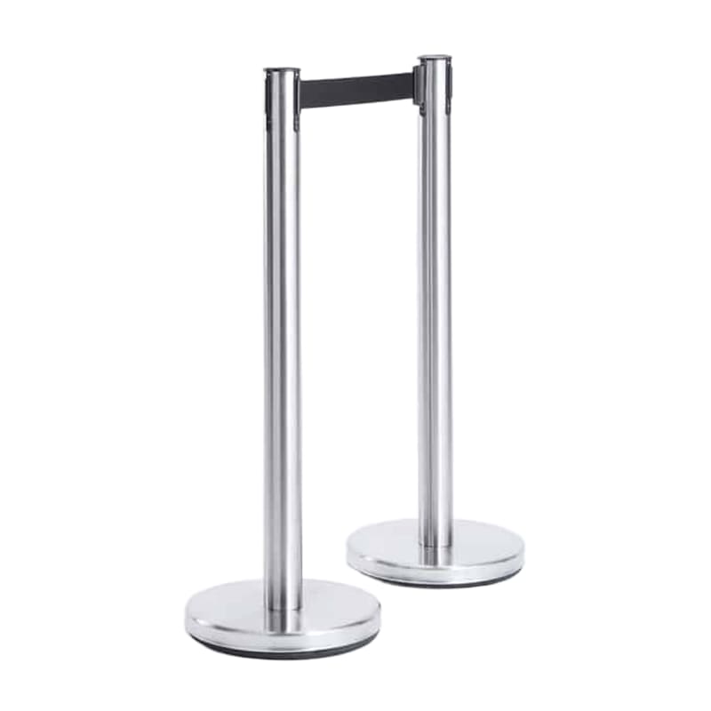 American Metalcraft RBSS 2-Post Barrier System, Stainless Steel, 35-1/4"H x 84" Retractable Length