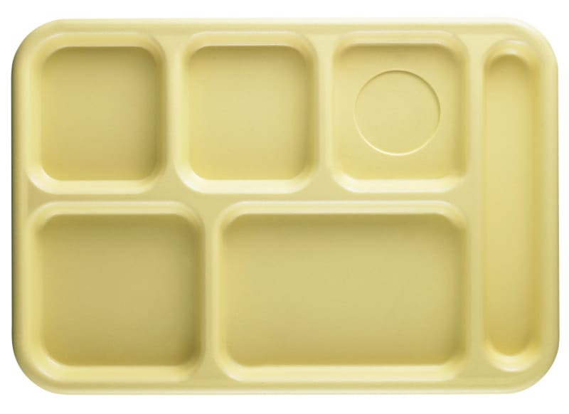 Cambro 10146CW145 Camwear® 6-Compartment School Tray, Yellow