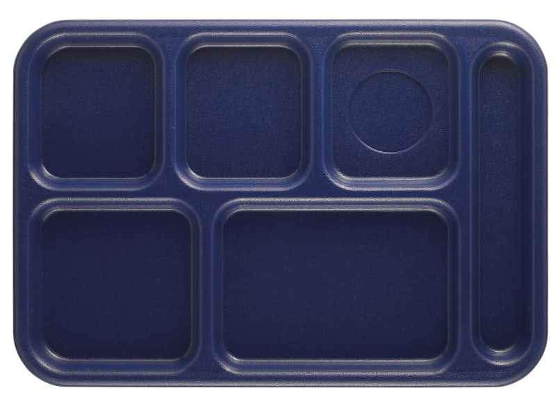 Cambro 10146CW186 Camwear® 6-Compartment School Tray, Navy Blue