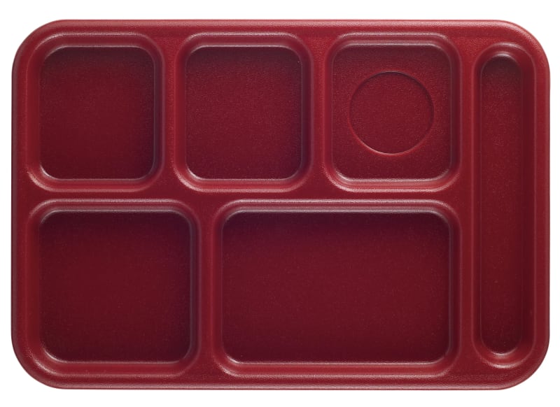 Cambro 10146CW416 Camwear® 6-Compartment School Tray, Cranberry