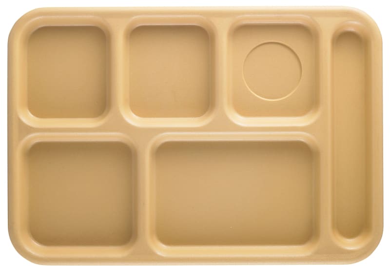Cambro BCT1014161 Budget 6-Compartment School Tray, Tan