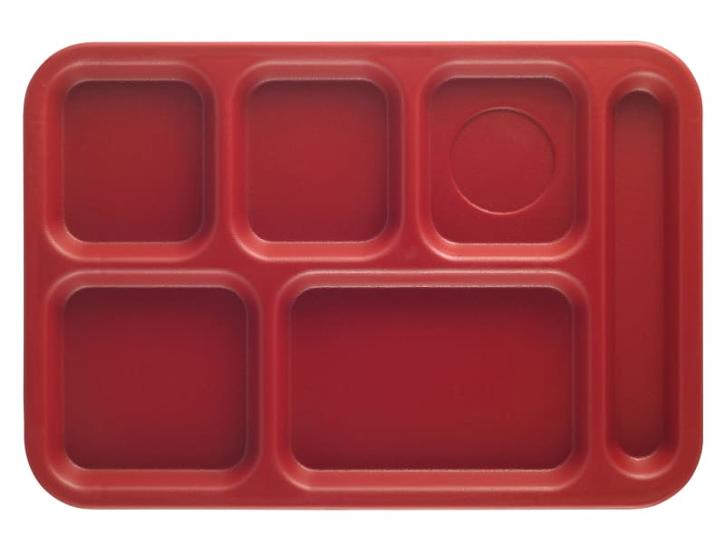 Cambro PS1014416 Penny-Saver 6-Compartment School Tray, Cranberry