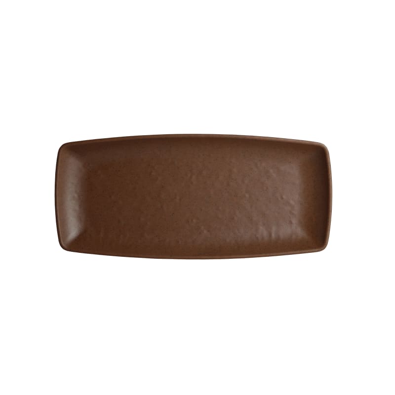 Steelite 7180TM507 Creations Cali 9-1/2" x 4" Rectangular Redwood Brown Coupe Rim Plate