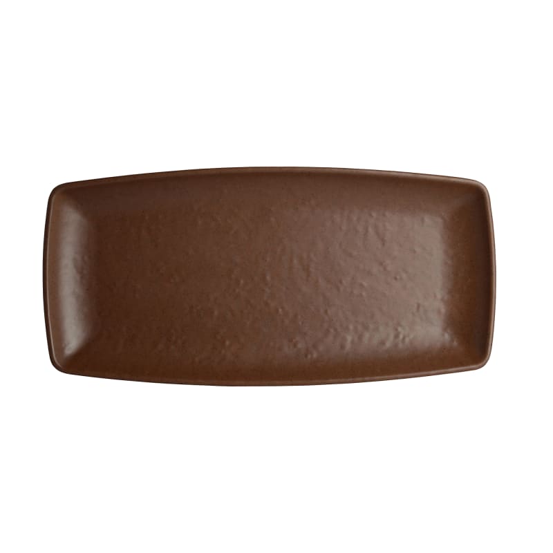 Steelite 7180TM508 Creations Cali 11-1/2" x 5" Rectangular Redwood Brown Coupe Rim Plate
