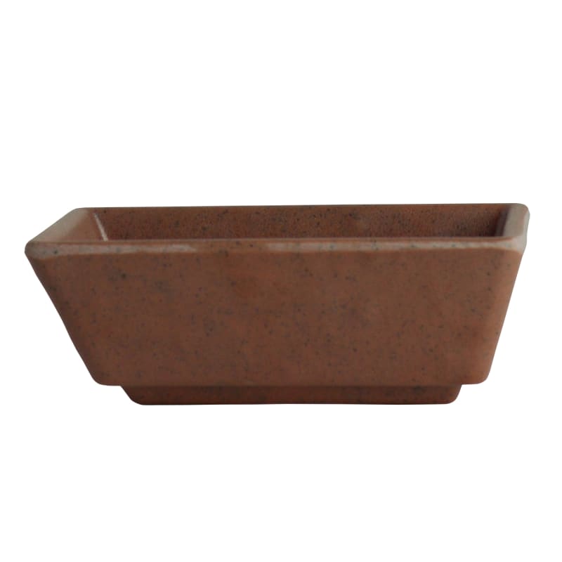 Steelite 7180TM515 Creations Cali 2 oz. Rectangular Redwood Brown Dish