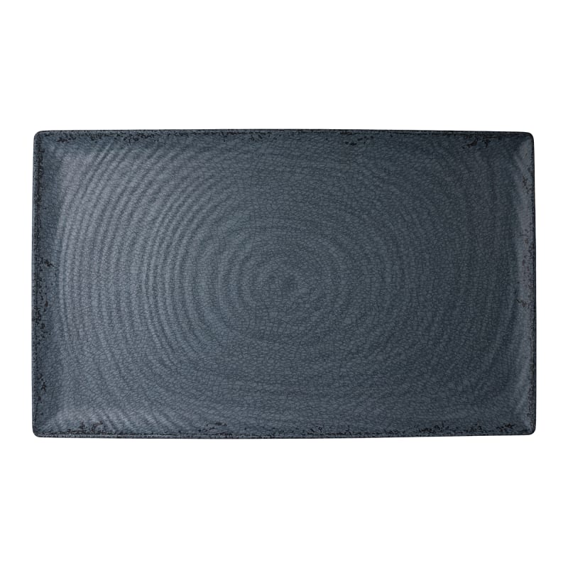 Steelite 7184TM049 Creations Pompeii 20-7/8" x 12-7/8" Rectangular Slate Black Coupe Rim Tray