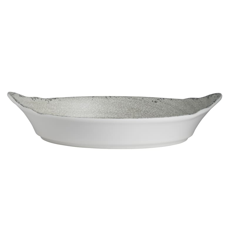 Steelite 7194TM080 Creations Pompeii 40 oz. Oval Stone Gray Eared Dish