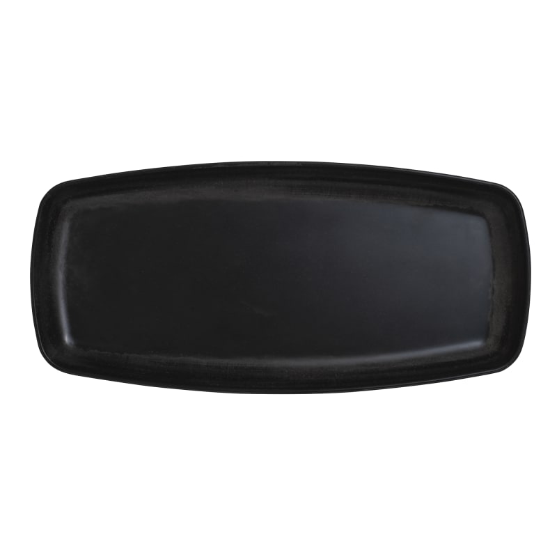 Steelite 7803ZM6007 Creations Raven 14" x 6-1/2" Rectangular Black Coupe Rim Tray